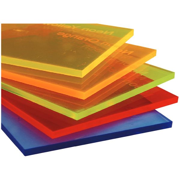 Fluorescent Cast Acrylic 3mm Sheet - 1000 x 500mm Assorted Pack of 5