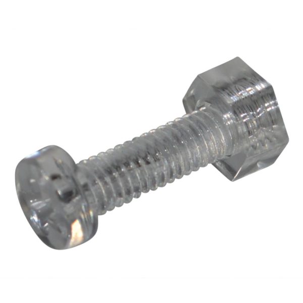 Clear Plastic Nut & Bolt - M4 x 12 - Pack of 50