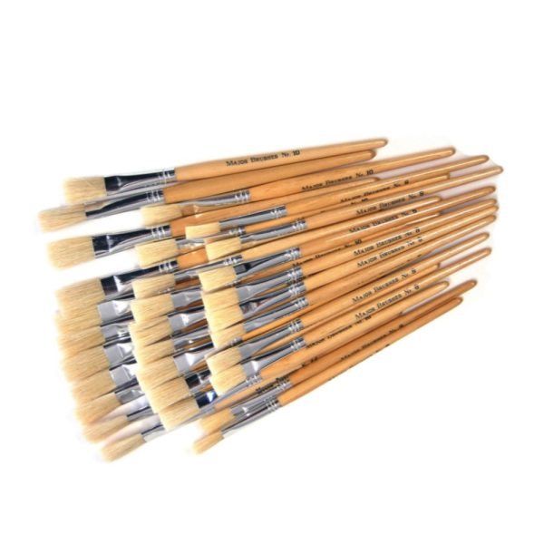 Hog Bristle Brushes Short Flat - Pack of 30