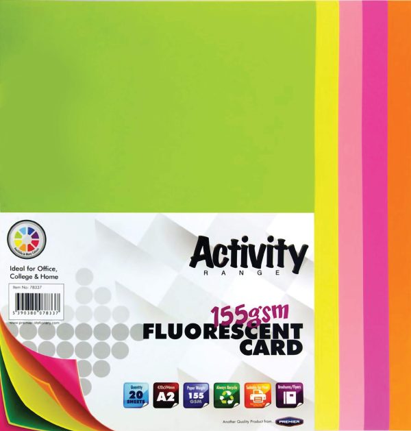 Card Fluorescent A2 155gsm - 20 Sheets