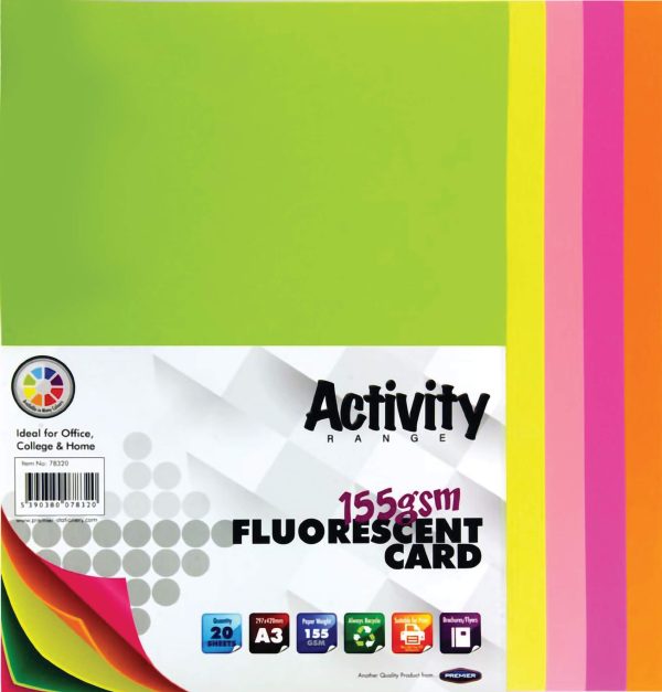 Card Fluorescent A3 155gsm - 20 Sheets