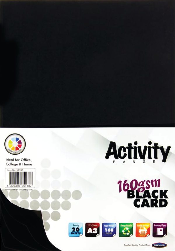 Card Black A3 160gsm - 20 Sheets