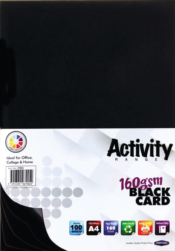 Card Black A4 160gsm - 100 Sheets