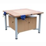 Edubench Traditional 4 Station, Metal Frame with plain screw vices and cupboards