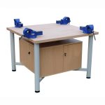 Edubench Beech 4 Station, Metal Frame with vices and cupboards