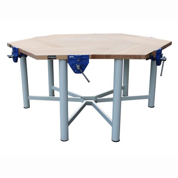 Edubench Hexagonal 6 Station, Metal Frame with plain screw vices