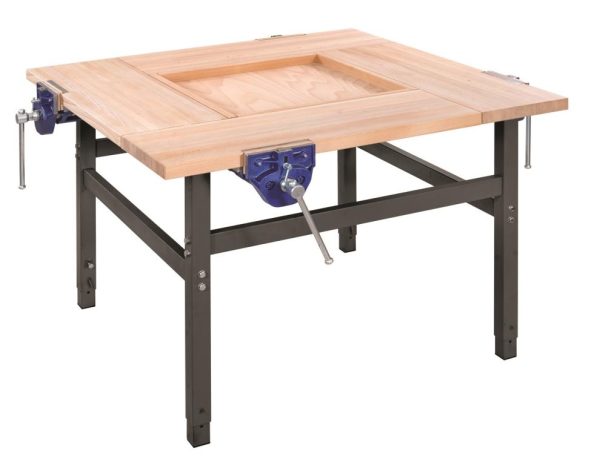 Edubench Traditional 4 Station Bench with adjustable legs and 4x 7" plain vices