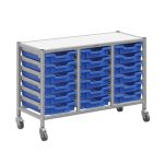 Gratnells Treble Column Trolley Unit - 18 shallow trays