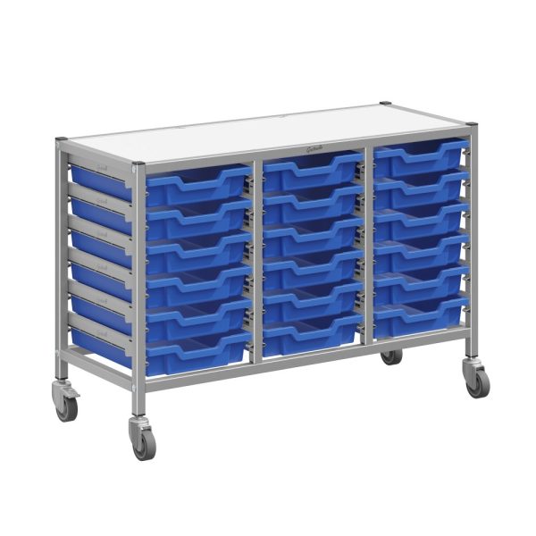 Gratnells Treble Column Trolley Unit - 18 shallow trays