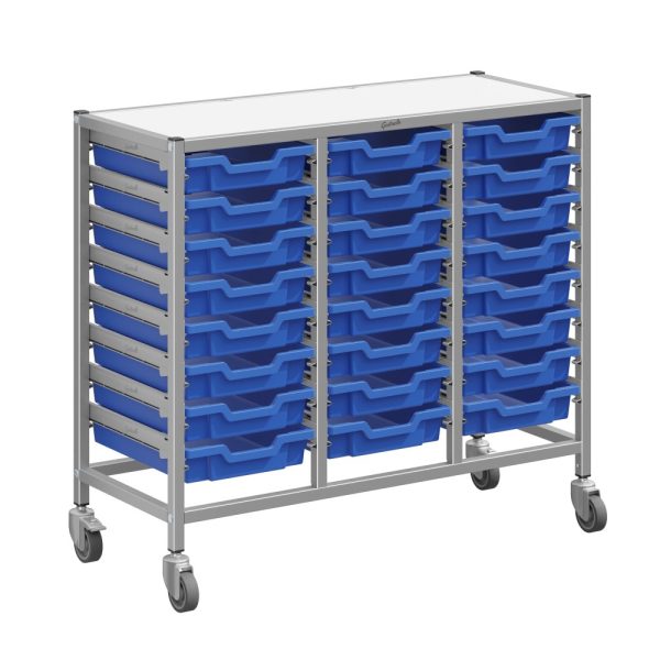 Gratnells Treble Column Trolley Unit - 24 shallow trays