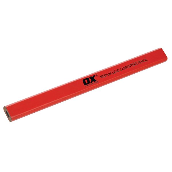 OX Trade Medium Carpenter's Pencils - Pack of 10 with Sharpener