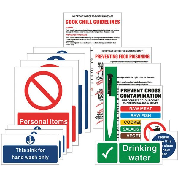 Self Adhesive Food Preparation Signs - Pack of 14