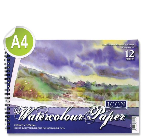 Watercolour Wiro Pad A4 300gsm - 12 Sheets